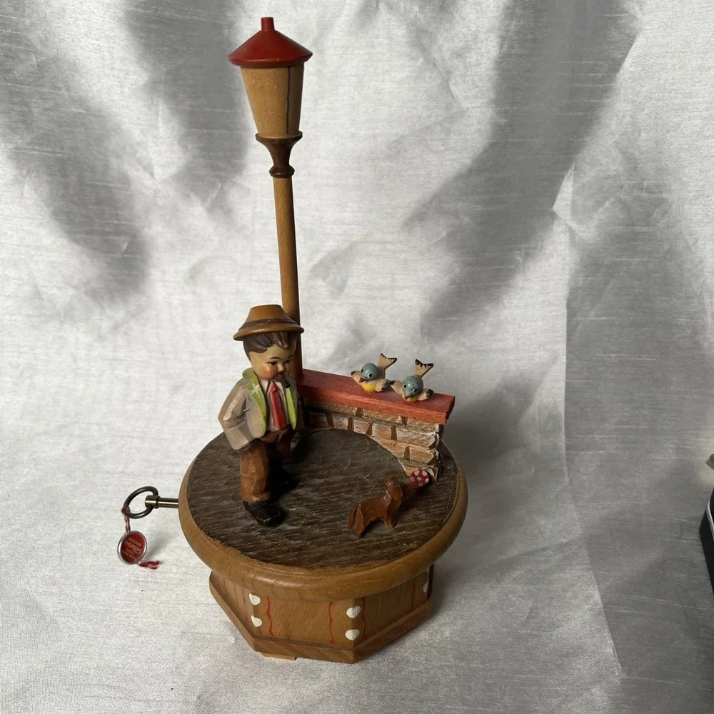 Vintage Music‎ Box Thorens Anri Man Dog,Birds Third Man Theme Switzerland Works!